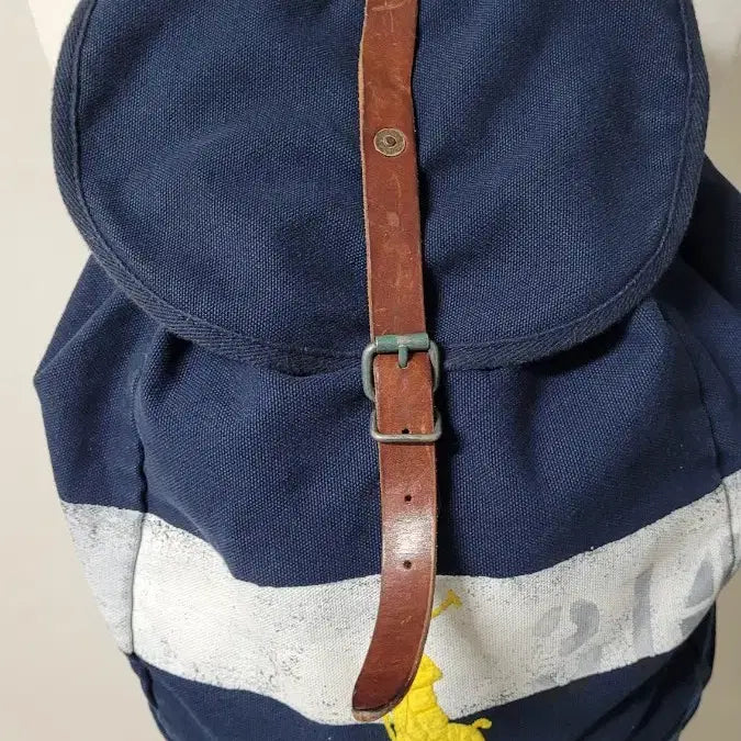 [BUNJANG] Polo Ralph Lauren 90s Archive Canvas Rucksack Double Prong Buckle Aged Leather / 폴로랄프로렌 대장급 90&