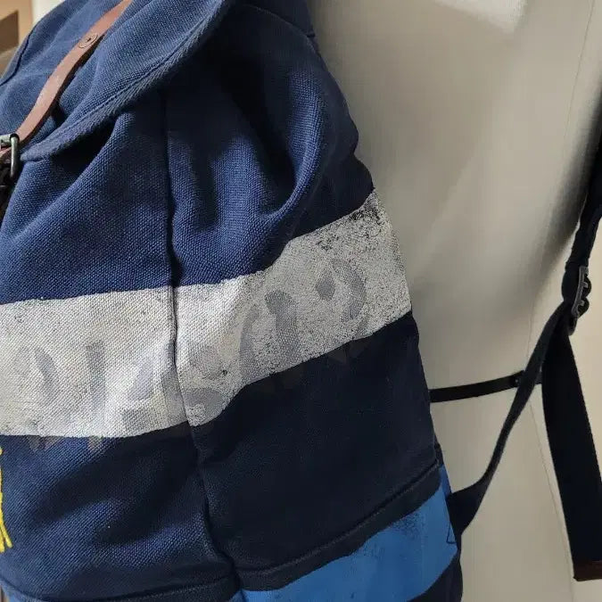 [BUNJANG] Polo Ralph Lauren 90s Archive Canvas Rucksack Double Prong Buckle Aged Leather / 폴로랄프로렌 대장급 90&