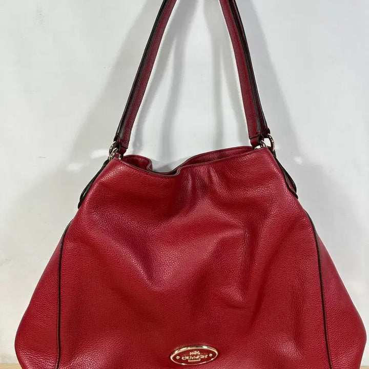 [BUNJANG] Coach Leather Hobo Shoulder Bag Red / 코치 가죽 호보백 레드 숄더백
