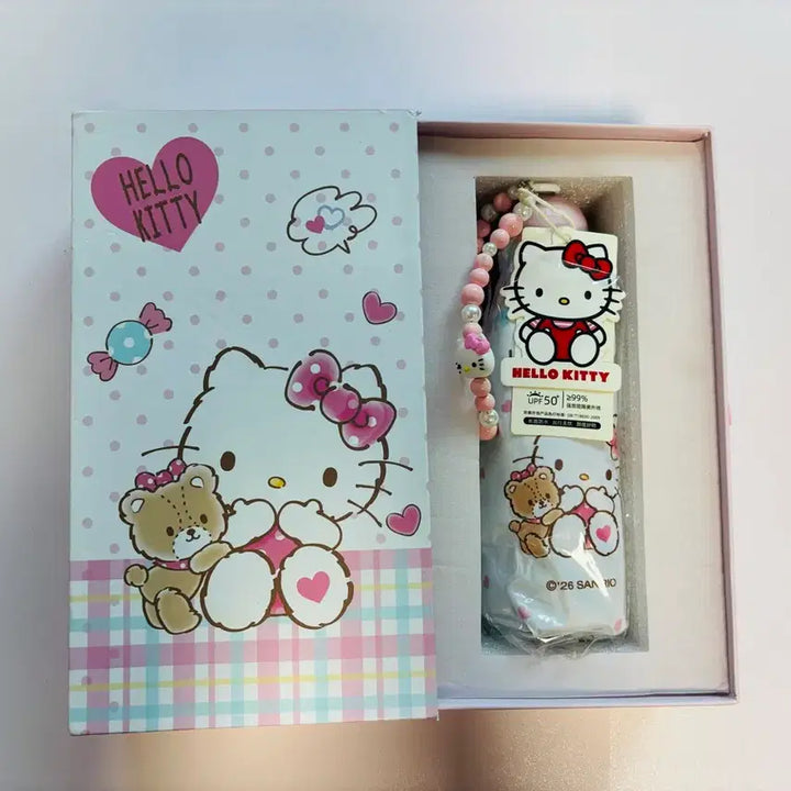 [BUNJANG] Hello Kitty Parasol Umbrella with Beaded Strap / 헬로키티 비즈 스트랩 양산 겸용 우산