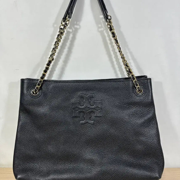 [BUNJANG] Tory Burch Black Leather Chain Tote Bag / 토리버치 블랙 레더 체인 토트백
