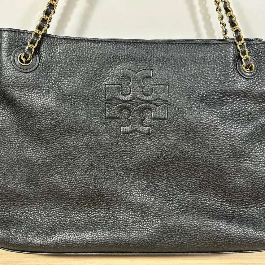 [BUNJANG] Tory Burch Black Leather Chain Tote Bag / 토리버치 블랙 레더 체인 토트백