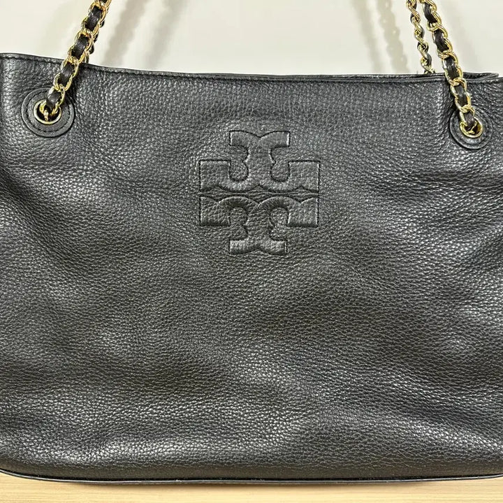 [BUNJANG] Tory Burch Black Leather Chain Tote Bag / 토리버치 블랙 레더 체인 토트백