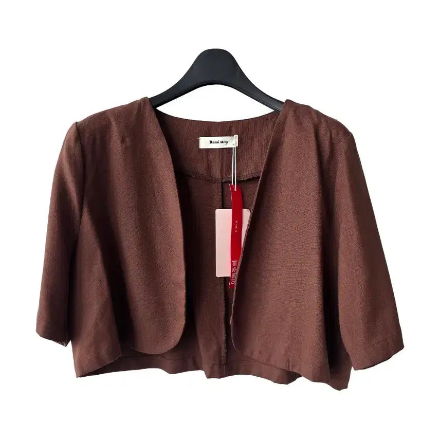 [BUNJANG] Linen Blend Bolero Jacket Brown / XL/브라운 면마 볼레로 자켓/새제품