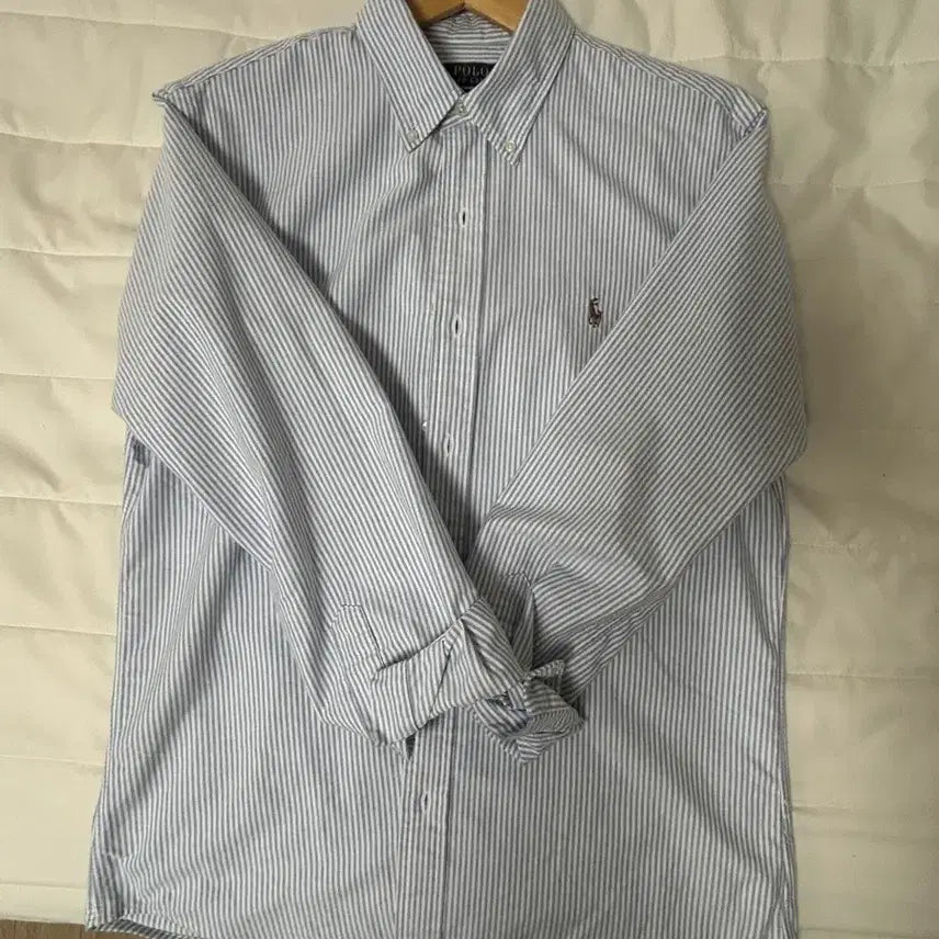 [BUNJANG] Polo Ralph Lauren Oxford Custom Fit M Blue Stripe Shirt / 폴로 옥스포드 스트라이프 셔츠 커스텀핏 M