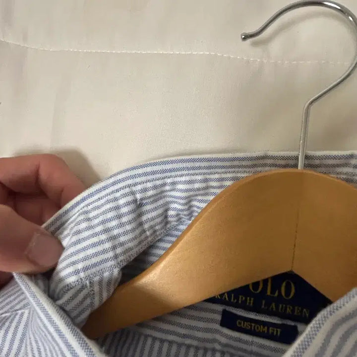 [BUNJANG] Polo Ralph Lauren Oxford Custom Fit M Blue Stripe Shirt / 폴로 옥스포드 스트라이프 셔츠 커스텀핏 M
