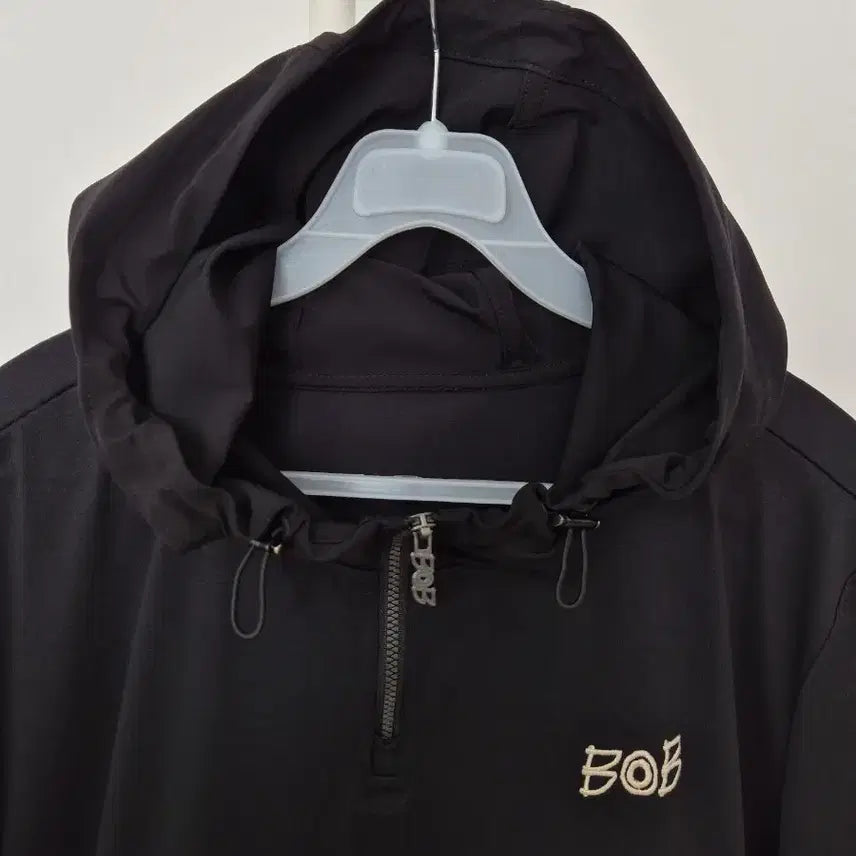 [BUNJANG] BOB Black Short Sleeve Hoodie T-Shirt / BOB 블랙 반팔 후드 티셔츠