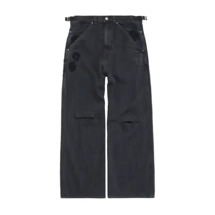 [BUNJANG] Politeru 1011 Cross Patched Pants Stripe Black / 3)폴리테루 1011 크로스 패치드 팬츠 스트라이프 블랙