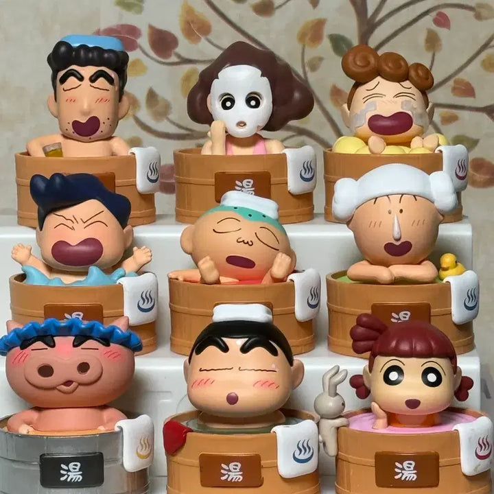 [BUNJANG] Crayon Shin-chan Hot Spring Series 9-Piece Figure Set / 급처)짱구 온천 시리즈 9종 세트 피규어 판매