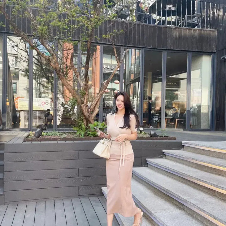 [BUNJANG] Dermanon Handmade Long Skirt Pink Beige (M) / 더마농 제작 스커트 핑크베이지 M