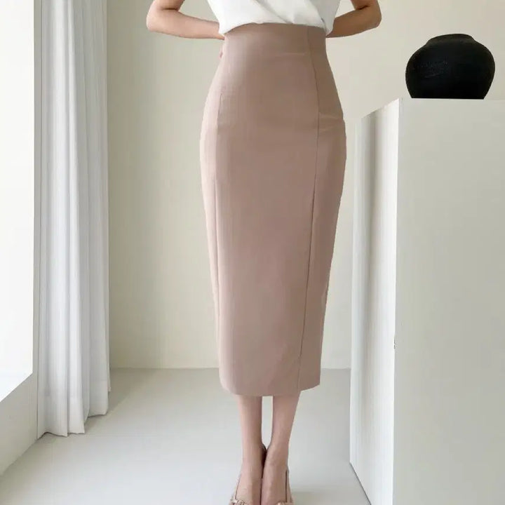 [BUNJANG] Dermanon Handmade Long Skirt Pink Beige (M) / 더마농 제작 스커트 핑크베이지 M