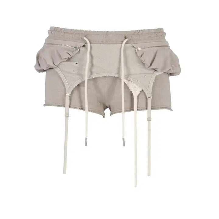 [BUNJANG] Rosakittevine Grunge Layered Shorts Garter Strap Pants / rosakittevine로사킷바인 그런지 레이어드 쇼츠 가터스트랩팬츠태슬