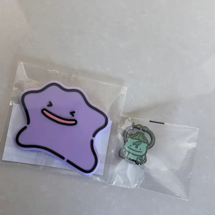 [BUNJANG] Pokemon Metamon Transformation Metal Charm Badge &amp; Lip Pouch Bundle Set / 메타몽 손거울