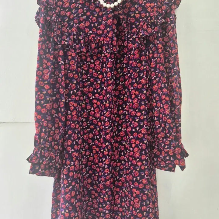 [BUNJANG] Sandro Floral Midi Dress with Ruffle Trim - Size 2 / 산드로 플라워 원피스 프릴 장식 2사이즈