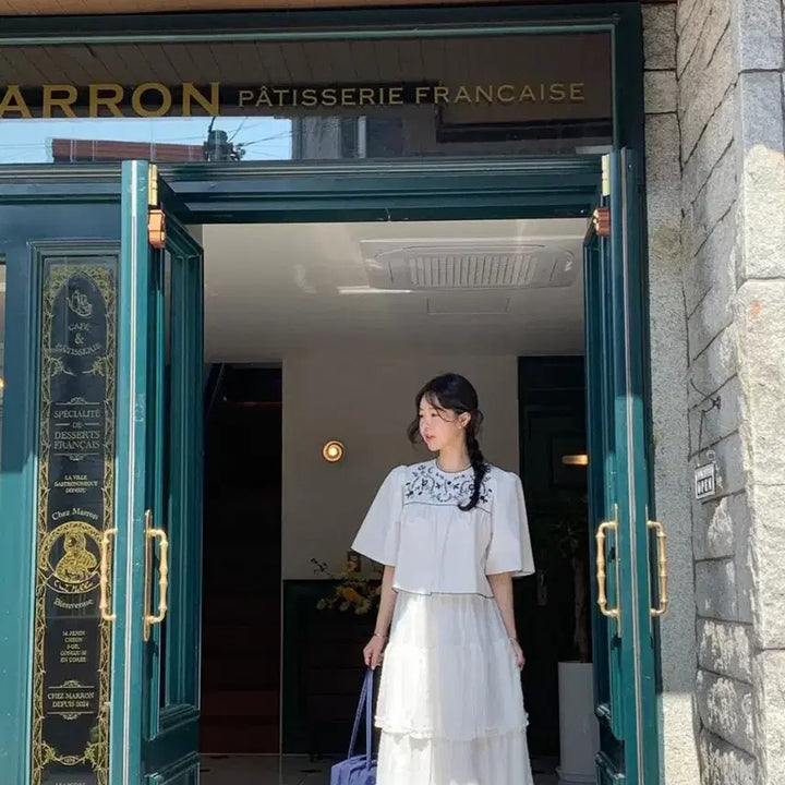 [BUNJANG] Bysini Blue Embroidery Blouse / 무배/새상품/바이씨니 제작블루자수블라