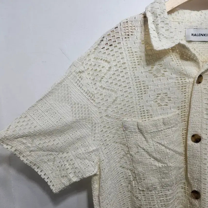 [BUNJANG] MALENKII Crocheted Short-Sleeve Shirt Ivory / 말렌키(MALENKII) 크로셰 반팔 셔츠, 아이보리