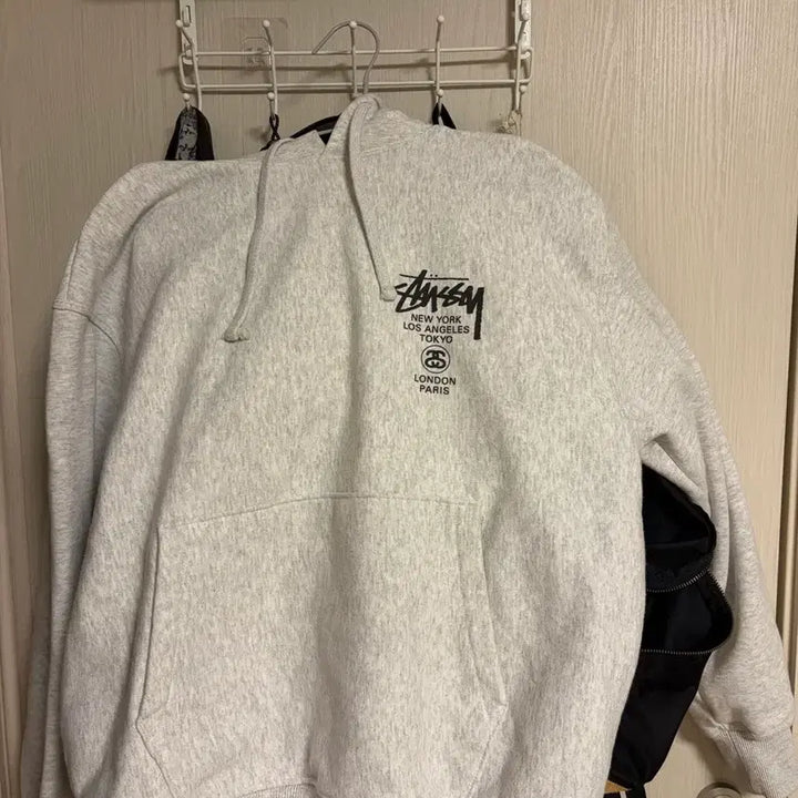 [BUNJANG] Stussy World Tour Hoodie Ash Heather Size S / 스투시 월드투어 후드티 s사이스 애쉬 헤더