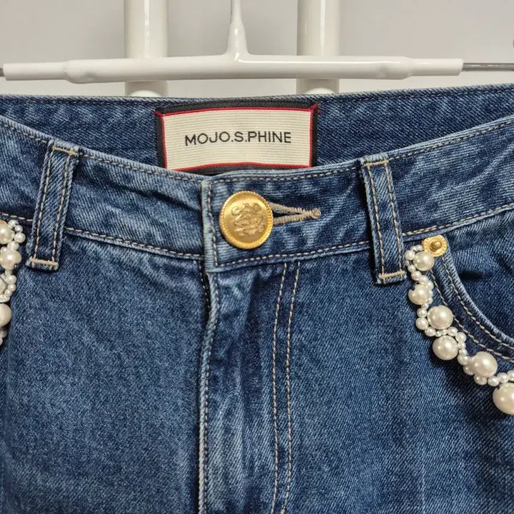 [BUNJANG] MOJO. S. FINE Pearl Detail Denim Bootcut Jeans / 모조에스핀 진주 데님 부츠컷 청바지