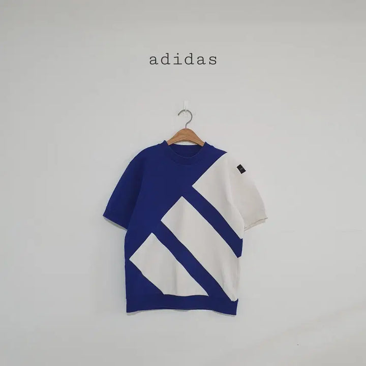 [BUNJANG] Adidas Big Logo Short Sleeve Jersey T-Shirt Blue/White / No.26050614 아디다스 반팔져지 빅로고 티셔츠 블루/화이트