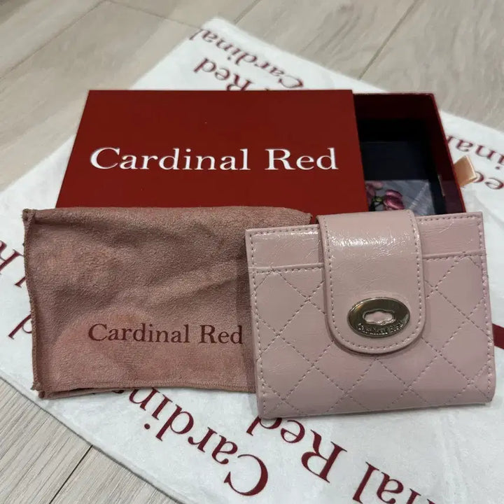 [BUNJANG] Cardinal Red Quilted Cardholder (Mute Pink) / 카디널레드 카드지갑  뮤트핑크