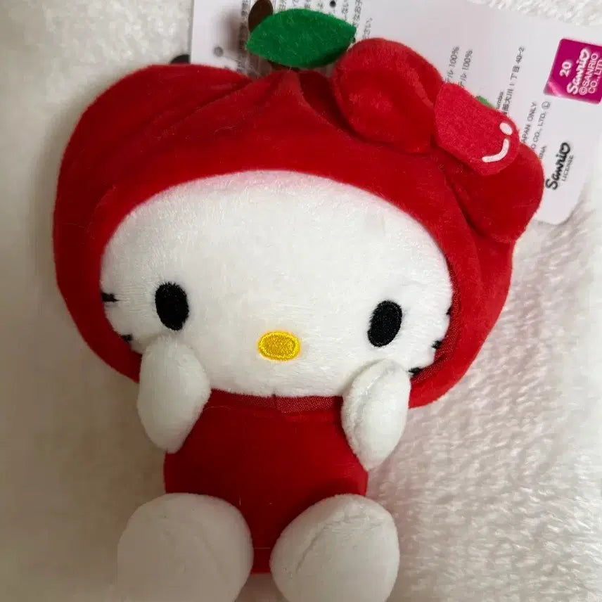 [BUNJANG] Sanrio Hello Kitty 20th Anniversary Apple Mascot Doll Keychain / 산리오 헬로키티 20주년 사과 마스코트 인형키링