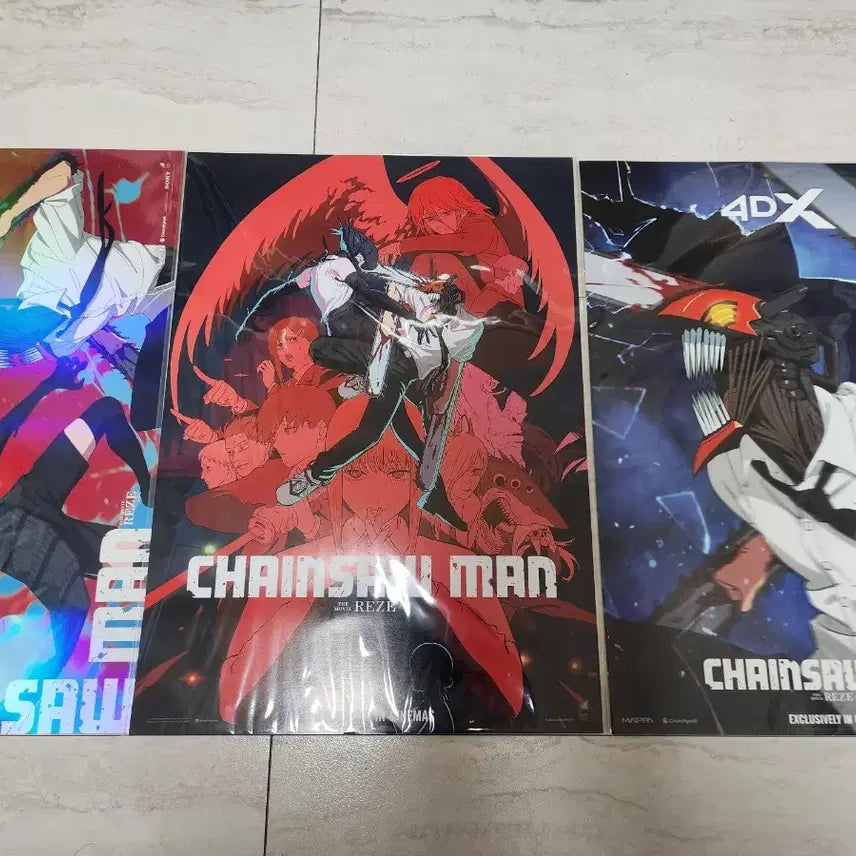 [BUNJANG] Chainsaw Man Movie Poster Set (Horizontal + Original + 4DX) / 덤 증정)체인소맨 극장판 포스터 가로형+오리지널+4dx 3종 일괄
