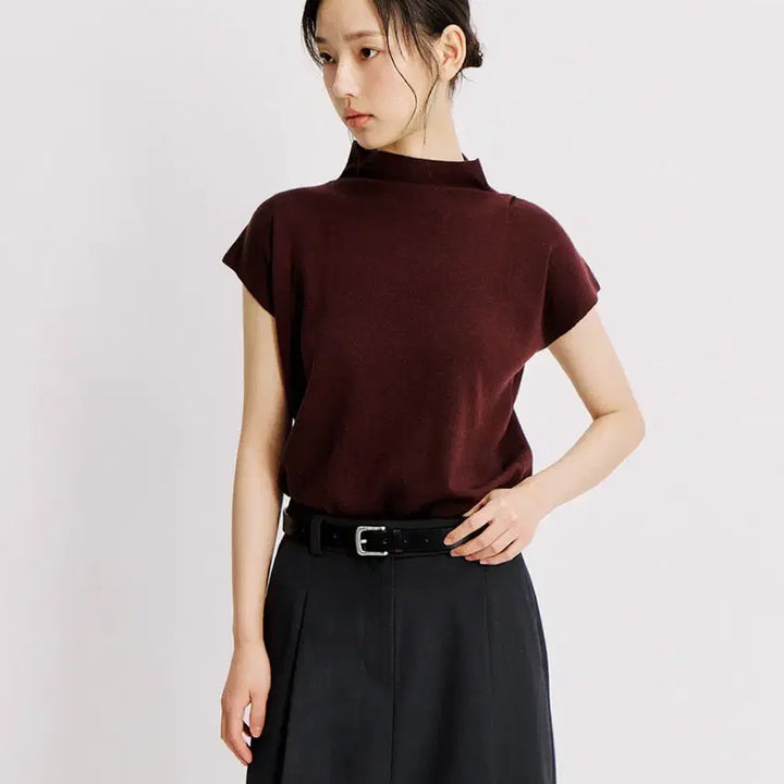 [BUNJANG] Around You Allie Cap Sleeve Knit Set Wine Brown / 어라운드율 앨리캡소매니트세트 와인브라운컬러