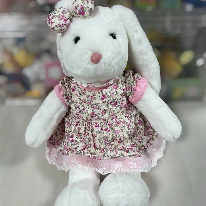 [BUNJANG] Dress Bunny Pink Floral Dress Rabbit Plush Backpack / 드레스버니) 백팩_핑크 꽃무늬 원피스 토끼 인형