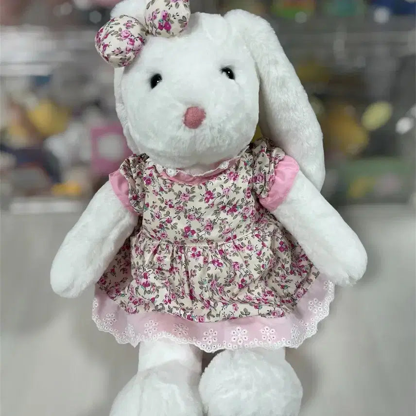 [BUNJANG] Dress Bunny Pink Floral Dress Rabbit Plush Backpack / 드레스버니) 백팩_핑크 꽃무늬 원피스 토끼 인형