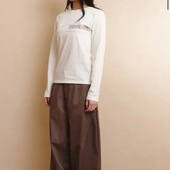 [BUNJANG] Dandel DD Front Panel Long Sleeve T-Shirt (White) / 단델 DD front panel long sleeve (WHITE) 긴팔