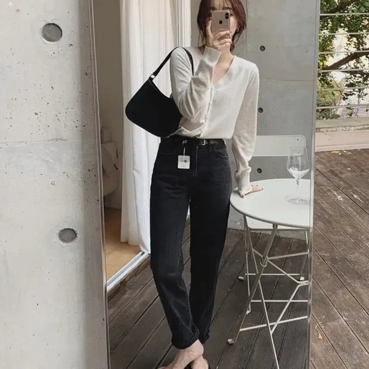 [SOLD OUT] (미착용) 슬로우앤드 made. 캐시파인 스탠다드 가디건 솔트색상