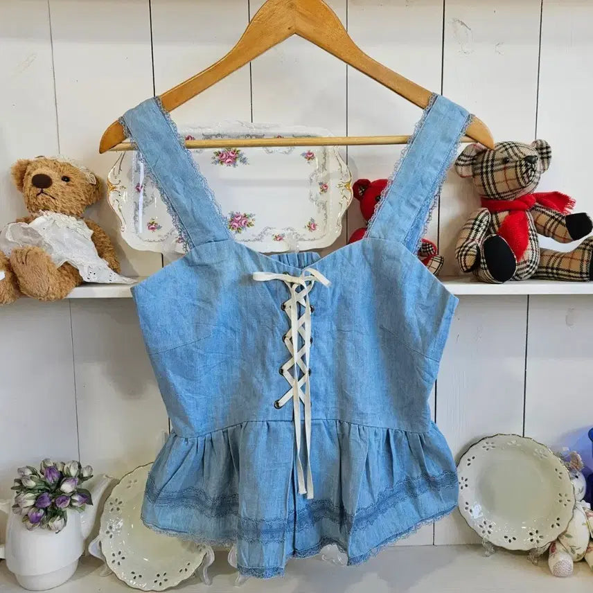 [BUNJANG] Fint Lace Ribbon Bustier Top / Fint 레이스 리본 뷔스티에 탑