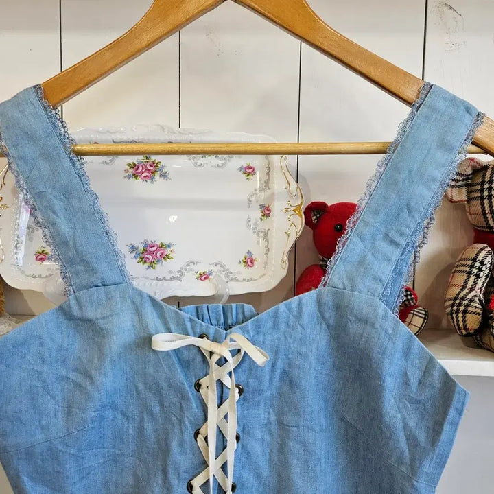 [BUNJANG] Fint Lace Ribbon Bustier Top / Fint 레이스 리본 뷔스티에 탑