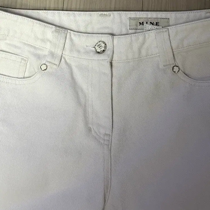 [BUNJANG] Mine (Handsoem) White Cotton Pants (Size 26) / 한섬 마인(MINE) 버튼 포인트 화이트 코튼 팬츠26