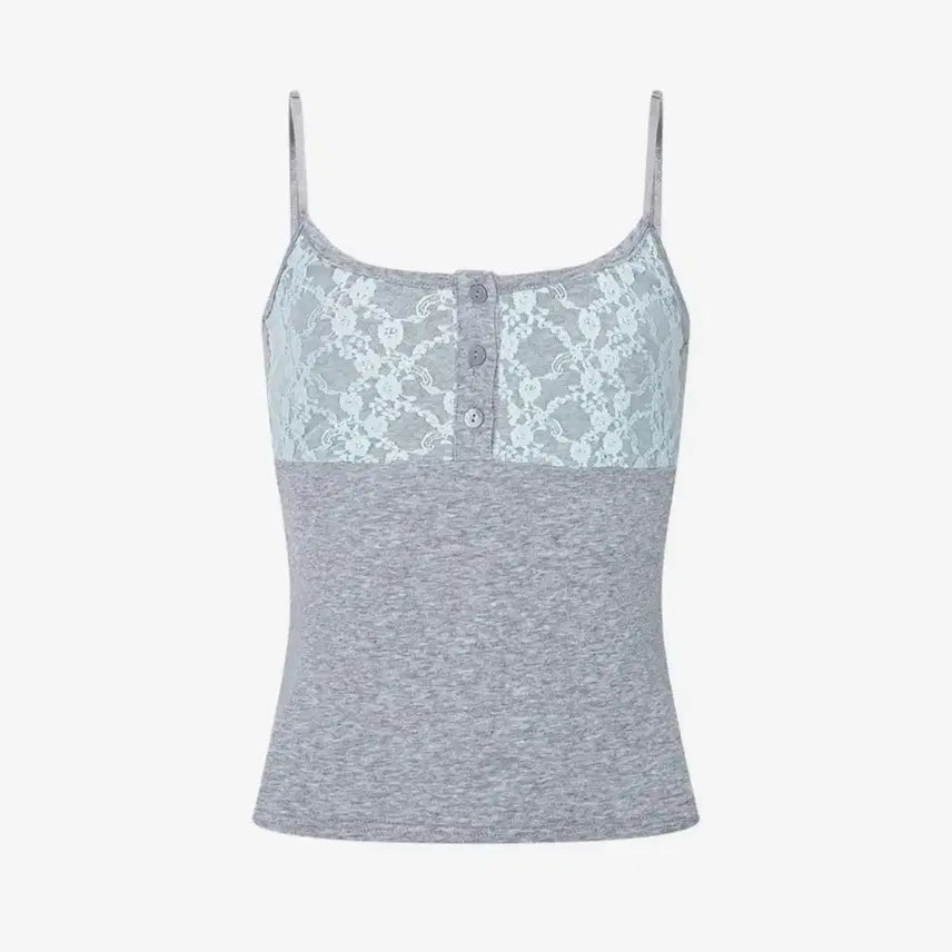 [BUNJANG] Please No Follow Leni Lace Sleeveless Top Melange Grey / 새상품) 플노팔 Leni Lace Sleeveless Top 나시