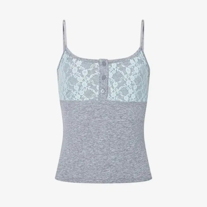 [BUNJANG] Please No Follow Leni Lace Sleeveless Top Melange Grey / 새상품) 플노팔 Leni Lace Sleeveless Top 나시