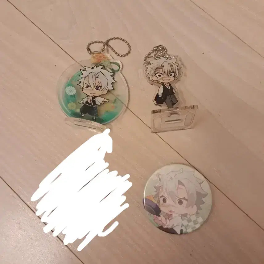 [BUNJANG] Demon Slayer Sanemi Shinazugawa Bundle Set Acrylic Stand Keychain &amp; Badge / 일괄) 귀칼 사네미 넨도로이드&amp;아크릴