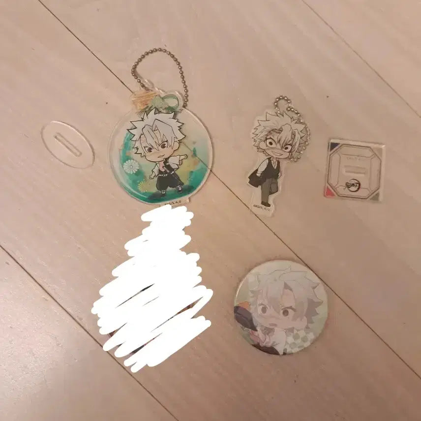 [BUNJANG] Demon Slayer Sanemi Shinazugawa Bundle Set Acrylic Stand Keychain &amp; Badge / 일괄) 귀칼 사네미 넨도로이드&amp;아크릴