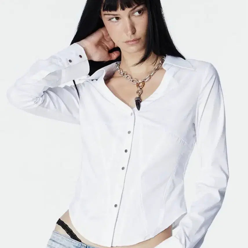 [BUNJANG] 2000 Archives White Corset Shirt / 2000 아카이브스 화이트 코르셋 셔츠