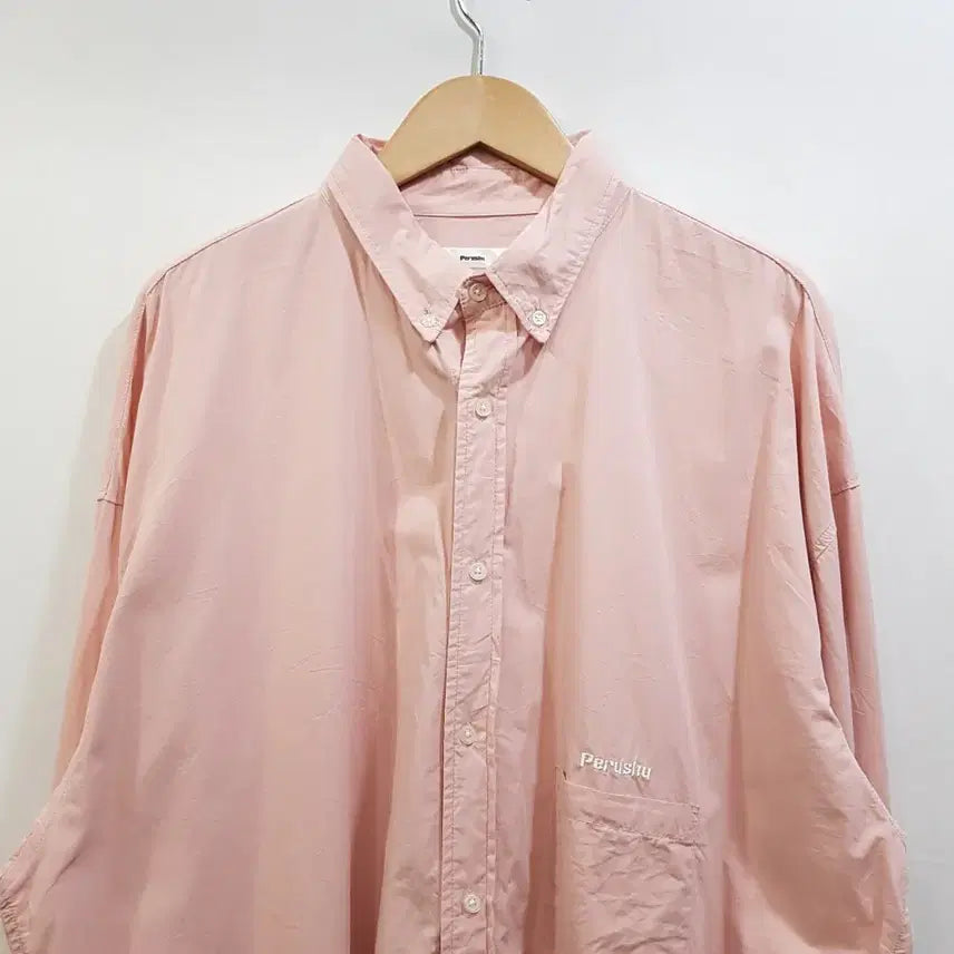 [BUNJANG] Vintage Light Pink Oversized Boxy Long Sleeve Shirt Men&