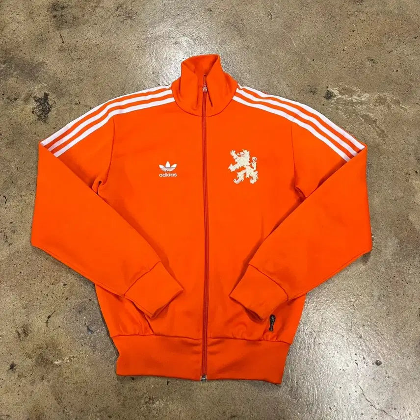 [BUNJANG] Adidas Orange Track Top Jacket with Lion Embroidery / [정품/XS] 아디다스 오렌지 트랙탑 져지 사자 자수
