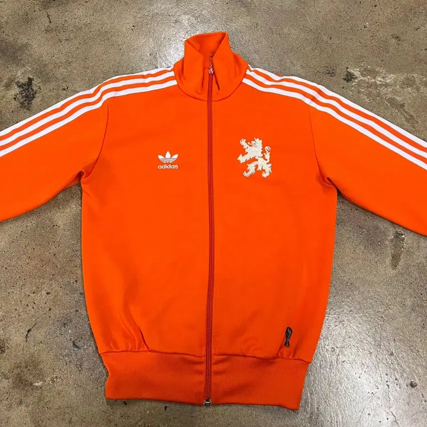[BUNJANG] Adidas Orange Track Top Jacket with Lion Embroidery / [정품/XS] 아디다스 오렌지 트랙탑 져지 사자 자수