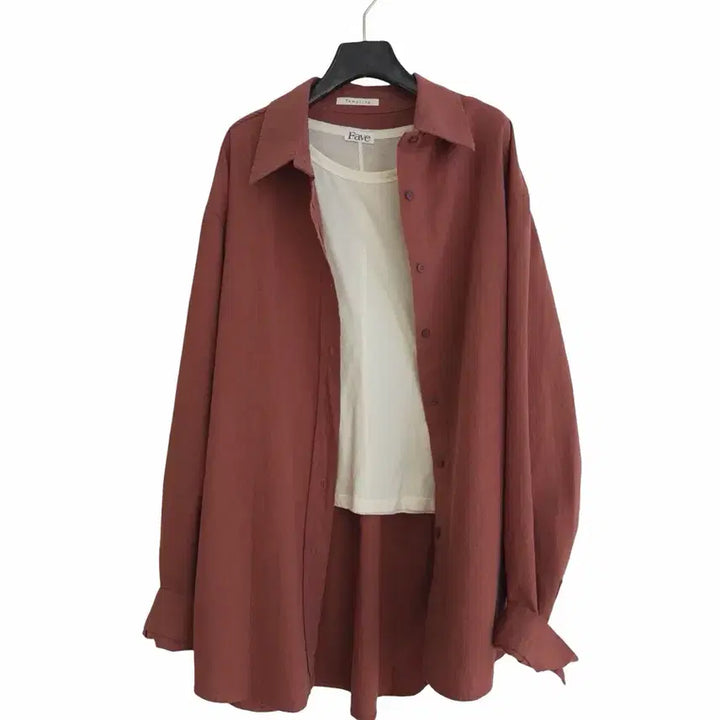 [BUNJANG] Brick Washed Linen Boxy Fit Shirt / 교신안함)브릭 워싱 린넨 박시핏 셔츠