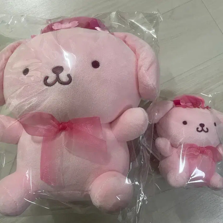 [BUNJANG] Sanrio Pompompurin Sakura Cherry Blossom Doll Keychain Set / (세트) 산리오 폼폼푸린 사쿠라 체리블라썸 벚꽃 인형 키링