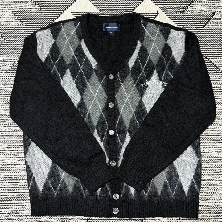 [BUNJANG] Thisisneverthat Argyle Cardigan Black M / 디스이즈네버댓 아가일 가디건