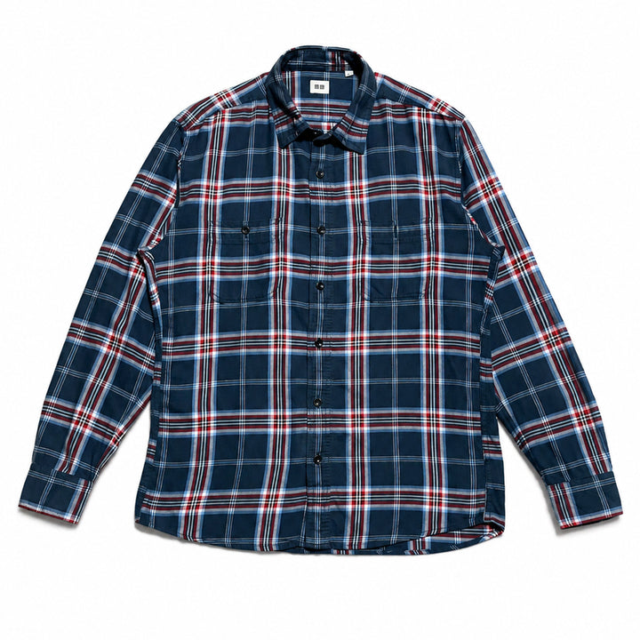 [BUNJANG] Uniqlo Navy Flannel Check Shirt L / JPN 일본 빈티지 y2k 모리걸 유니클로 네이비 플란넬 체크 셔츠 L