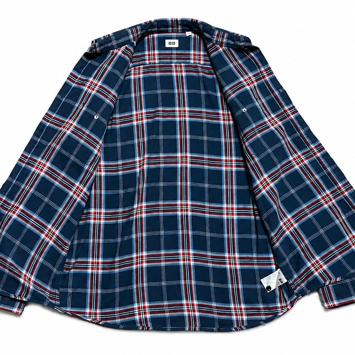 [BUNJANG] Uniqlo Navy Flannel Check Shirt L / JPN 일본 빈티지 y2k 모리걸 유니클로 네이비 플란넬 체크 셔츠 L