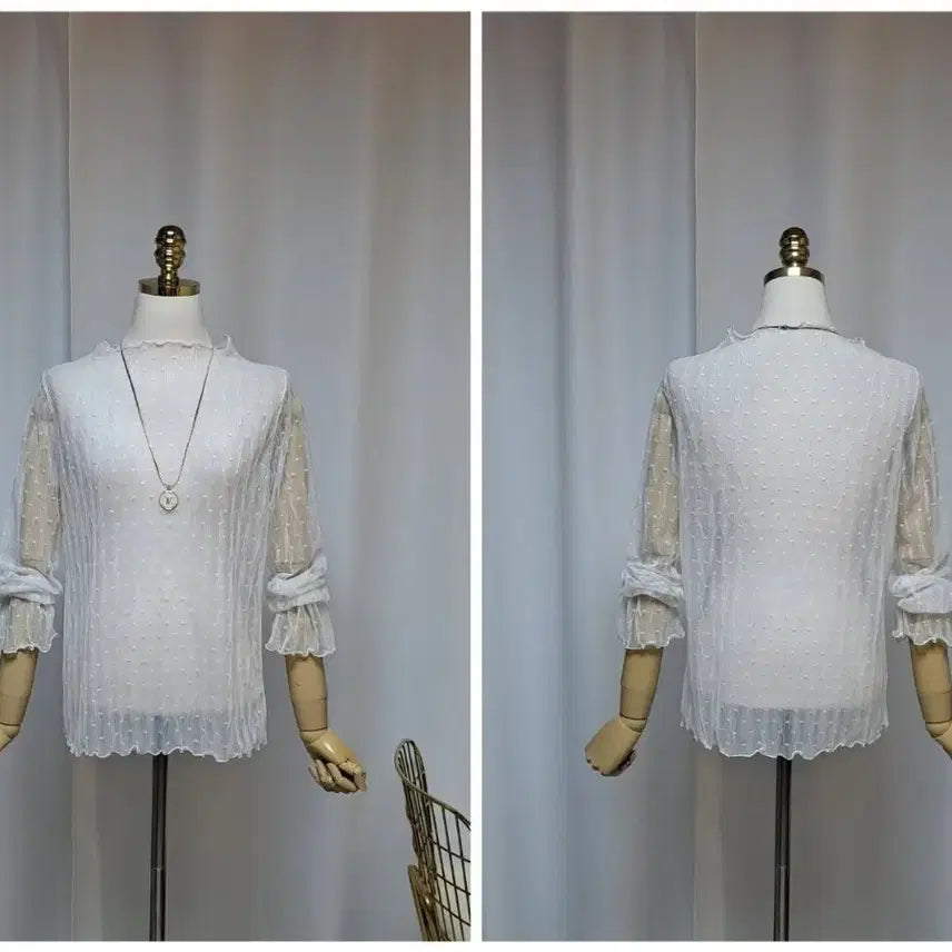 [BUNJANG] Korean Made Lace See-Through Spandex T-Shirt / 국산 레이스 시스루 스판티셔츠 새상품(66-77정도)