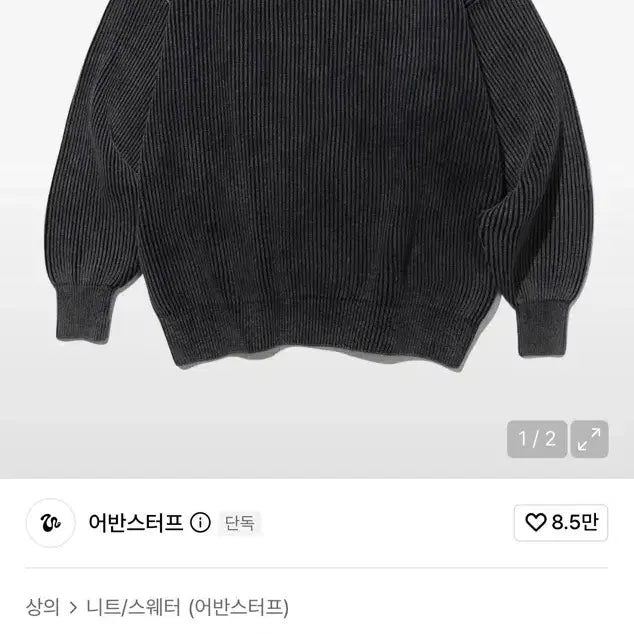 [BUNJANG] Urban Stuff Washed Balloon Fit Knit Charcoal / 어반스터프 워시드 벌룬핏 니트