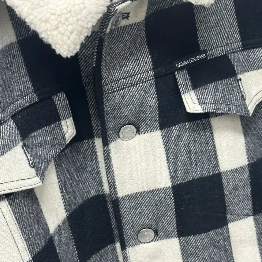 [BUNJANG] Calvin Klein Jeans Check Wool Lined Collar Jacket / 사이즈 100) 캘빈클라인진 체크 양털 카라 자켓
